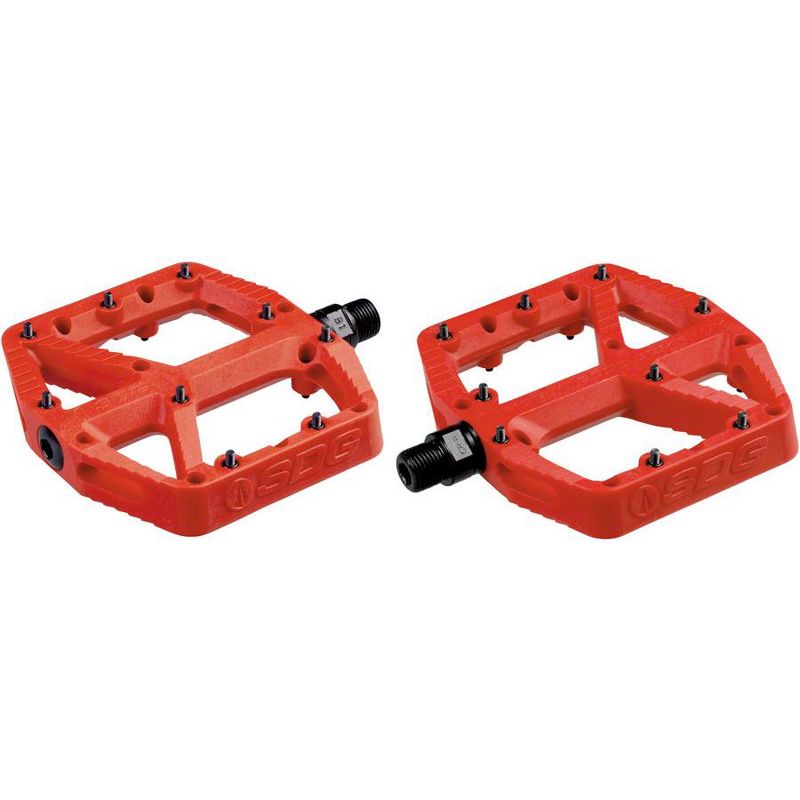 SDG Comp Platform Pedals 9/16" Chromoly Axle Composite Body Removable Pins Red, 1 of 5