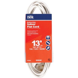 Do it Best  13 Ft. 16/3 Flat Plug White Extension Cord IPF-PT2163-13-WH - 1 of 2