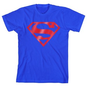 Superman Red Logo Boy's Royal Blue T-shirt - 1 of 1