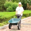 Vynxaria wheel barrow Two wheeled trolley for green garden 15 inch pneumatic wheel WB1001GN - 3 of 4