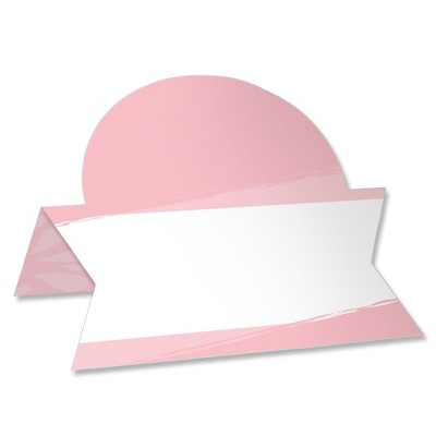 Big Dot of Happiness Pink Elegantly Simple - Guest Party Favors Tent Buffet Card - Table Setting Name Place Cards - Set of 24