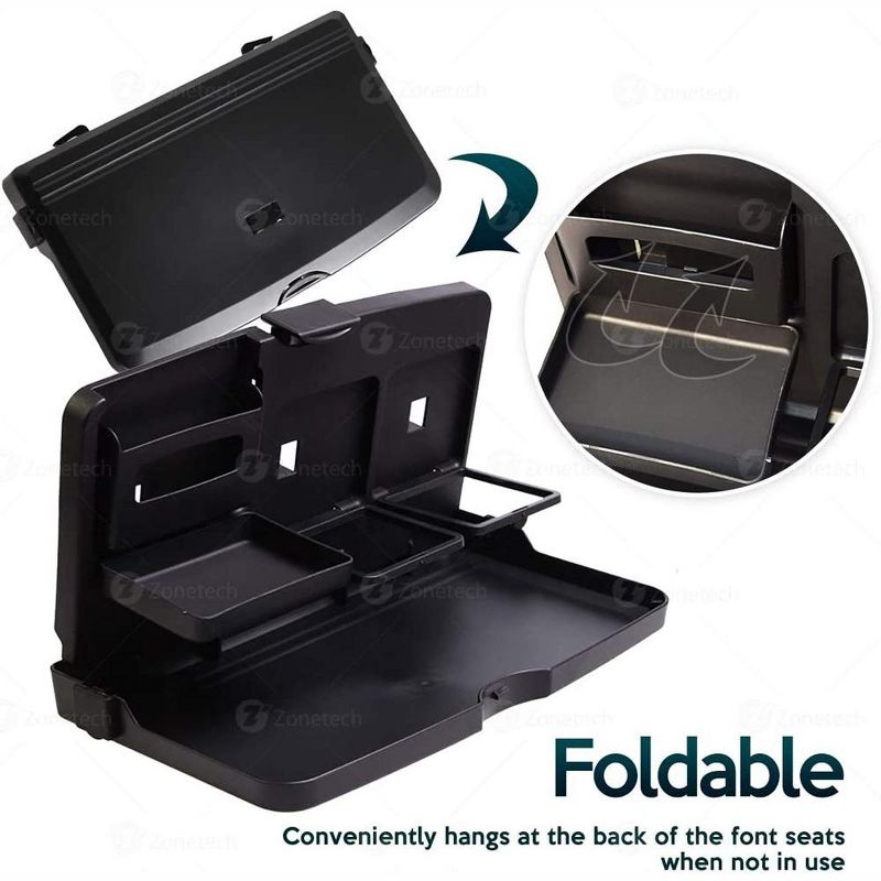 Zone Tech Portable Foldable Car Tray Desk, 4 of 8
