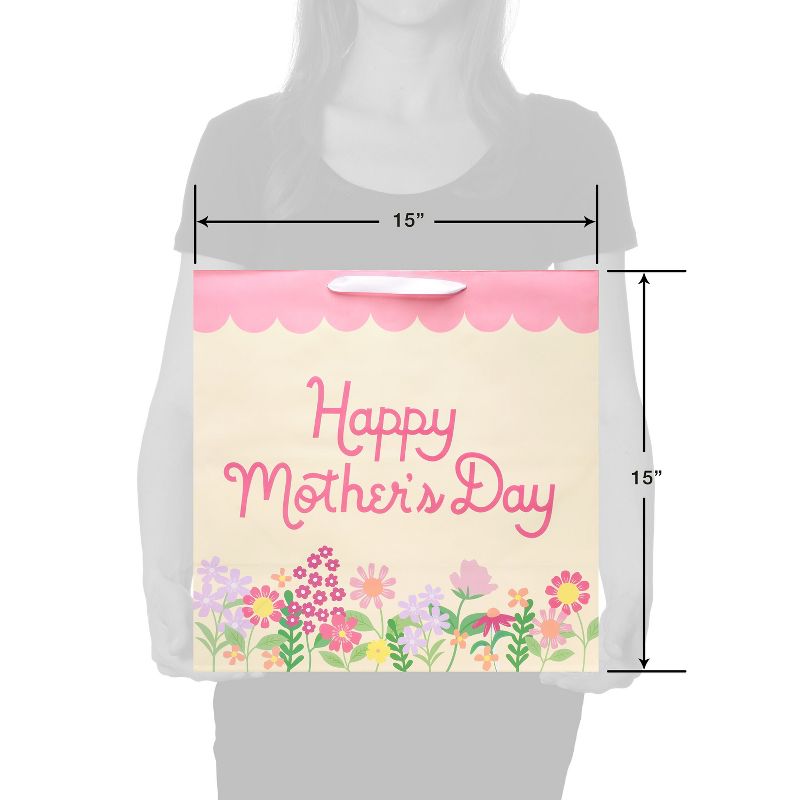 Mother&#39;s Day XL Gift Bag Floral Scallop &#39;Happy Mother&#39;s Day&#39;, 5 of 6