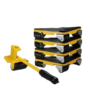 5 Piece Heavy Duty Transporter Set with Smart Moving Method and Wheels for Warehouse Handling, Shopping, and Carrying Garage, Yellow - 1 of 4
