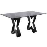 58" Poppy Hill Modern Rectangle Glass Top Dining Table Black/Gray - HOMES: Inside + Out