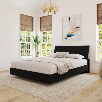 Black Queen Upholstered Wood Headboard with Storage