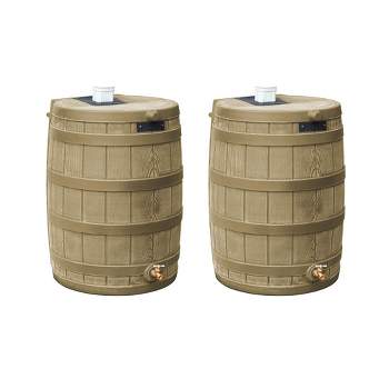 Good Ideas Rain Wizard 50 Gallon Rain Barrel Water Collector, Khaki (2 Pack)