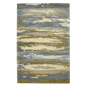 Light Blue Ivory And Brown Wool Abstract Hand Tufted Area Rug - 1 of 4