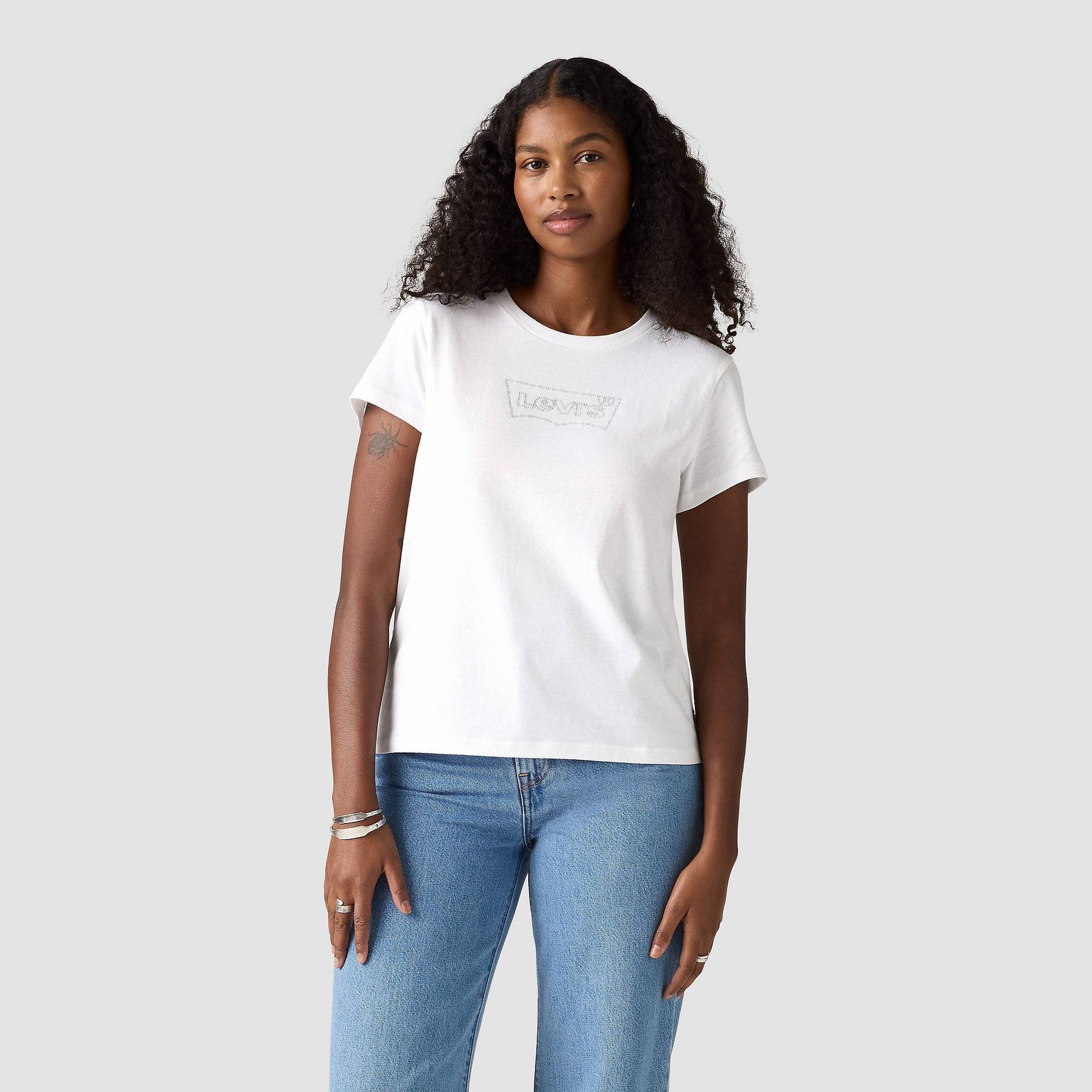 Levi's® Women's The Perfect T-Shirt - Rhinestone Logo White XL