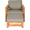 Galia 2pc Square Leg Acacia Wood Chair and Ottoman with Cushions - Brown - Saracina Home - 3 of 4