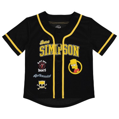 Boys The Simpsons Baseball Jersey - Homer, Bart, Lisa Mesh Button Down Shirt - The Simpsons Mesh Baseball Jersey