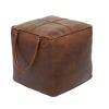 Rustic Leather Foot Stool Ottoman Smooth Brown Leather - Olivia & May: No Assembly, Indoor Use, 250 lbs Limit - 4 of 4