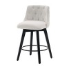 Bar Stools Set of 2,Linen Upholstery Barstools Set Of 2,360° Swivel Height Bar Stools With Curved Button Tufted Back And Footrest-Cuddlewood - 4 of 4