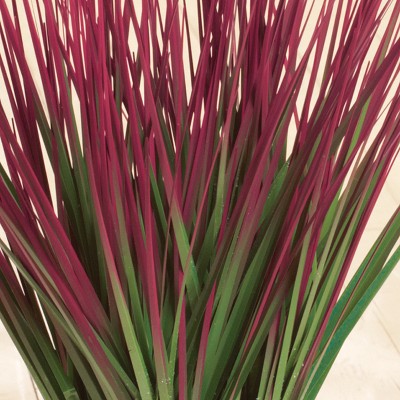 24" Shades of Red Faux Grass Bushes Set for Outdoor Summer Decor