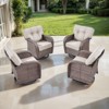 Belord Patio Swivel Gliding Rocker Chairs Set of 4, Wide Backrest Swivel Outdoor Chairs with All Weather Brown Wicker and Comfort Thick Cushion - 3 of 4