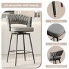 Lirago 360 degree Swivel Bar Chairs Set of 2-Black & Gray Metal Leg Stools with Soft Cushioned Backrest, Modern Kitchen & Dining Furniture - 3 of 4