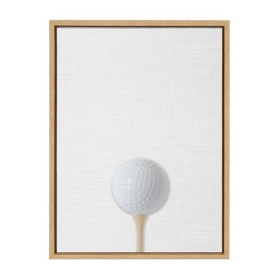 18" x 24" Sylvie Color Golf Ball Portrait Framed Canvas Natural - DesignOvation