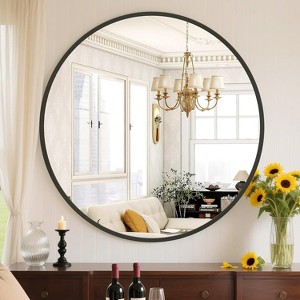 Round Wall Mirror for Bathroom Over Sink, Vanity and Entryway Decor - 1 of 4