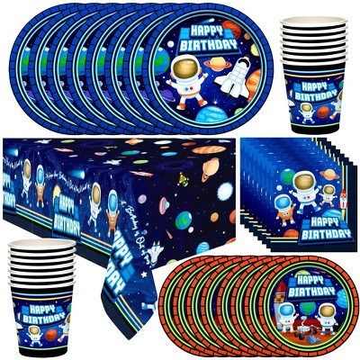 Treasures Gifted Outer Space Party Supplies Tableware Deluxe Set for 24 Guests