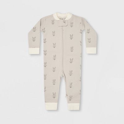 Q by Quincy Mae Baby Bunny Brushed Zipper Sleep N' Play - Black/Silver 3-6M