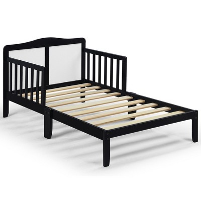 Infurnic Beds, Toddler Single Bed with Safety Guardrails and Headboard, Low To Floor Design for Toddler Children, Black, 70"*36"*27"