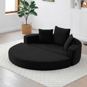 Queen-Size Corduroy Convertible Adjustable Futon Sofa Couch Bed with Multi-Functional Design - 1 of 4