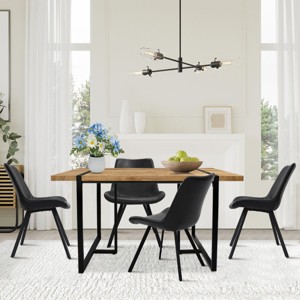 5pcs Dining Table Set, Large Size Dining Table Set with 4 Upholstered Armless Dining Chairs for 4, Dining Room Furniture - Maison Boucle - 1 of 4