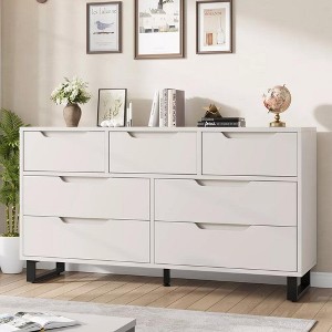 7 Dresser For Bedroom, 47.2" Wide Dresser, Freestanding Vertical Drawer Cabinet With Storage, Wooden Closet Storage Chest For Living Room - 1 of 4