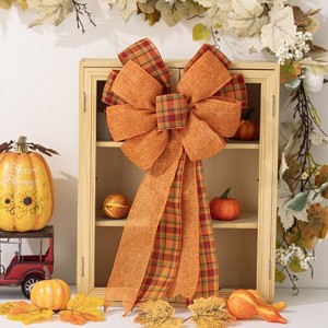 Thanksgiving Decorations Harvest Festival Home Wreath Bow Pendant(C Type) - 1 of 4