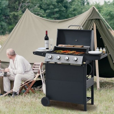 WhizMax Propane Grill 4 Burner Barbecue Grill Stainless Steel Gas Grill