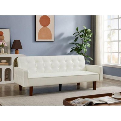 DOMETOUR PU Leather Sofa for Living Room Furniture, Sofa Bed Adjustable Backrest Loveseat Convertible Sofa Sleeper Couch