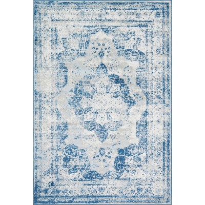 Sofia Collection Blue and Light Blue Low Pile Area Rug