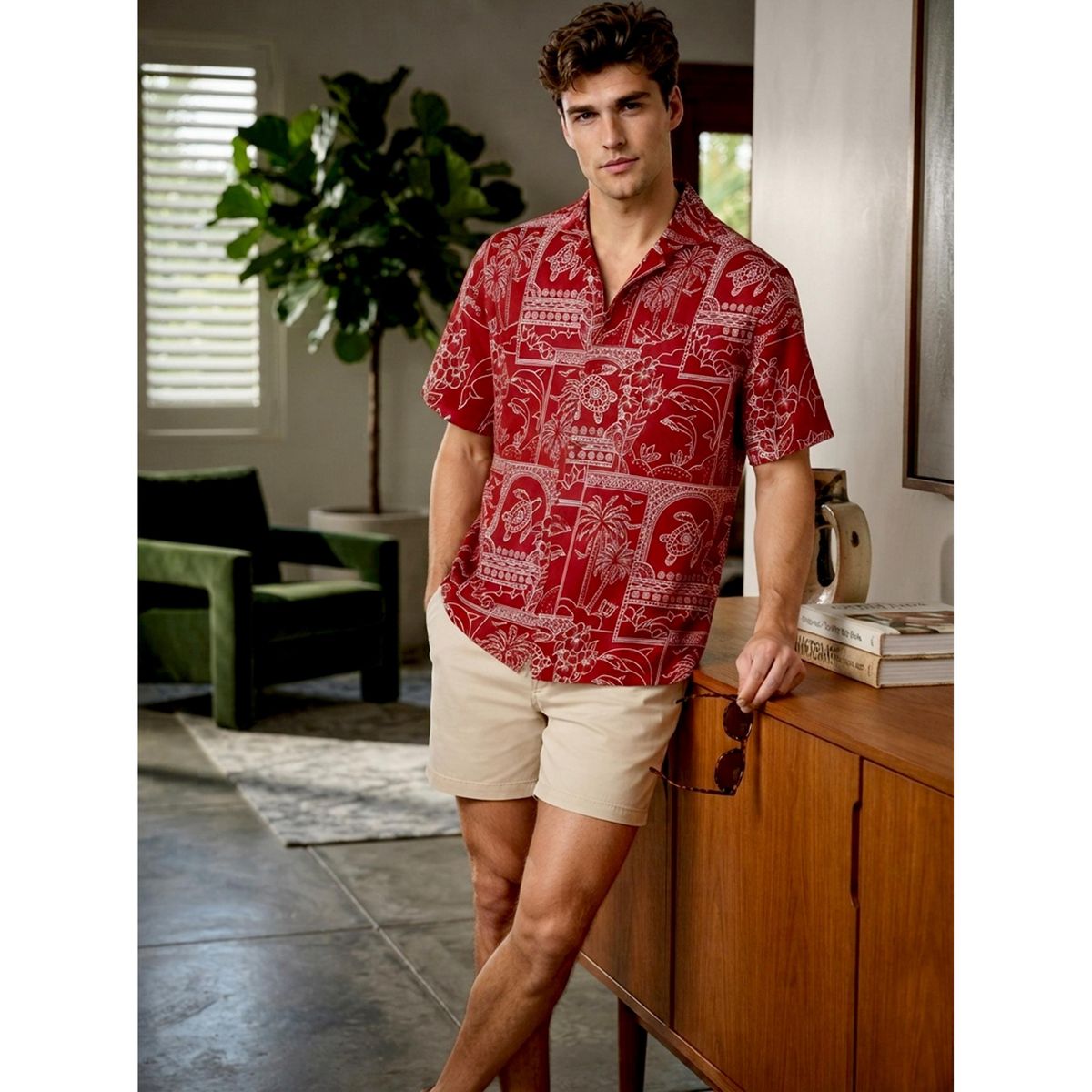 LA LEELA Mens Hawaiian Shirts Short Sleeve Button Down Shirt Mens Tropical Shirts Casual Vacation Summer Party Caribbean Shirts Funny 5XL Red,Floral - thumbnail 4