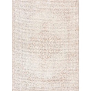 Hauteloom Mortye Cream & Blue Medallion Area Rug - 1 of 4