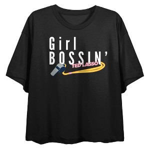 Ted Lasso Girl Bossin Coach Women's Black Crop Tee - 1 of 3