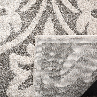 Elegant Gray and Beige Floral 8' x 10' Synthetic Area Rug