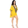 LA LEELA women's Vacation Casual Swim Holiday Beachwear Summer Beach Dress Short Party Bathing Suit Cover Ups 1X-2X Yellow, Solid - image 3 of 3