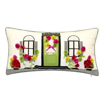 28" x 14" Dimensional Flowers Home Decorative Patio Throw Pillow - Edie@Home