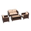 Sonkuki 4 Pieces Patio Conversation Set, Loveseat Sofa with Coffee Table, All-Weather PE Rattan Wicker Sofa - 2 of 4