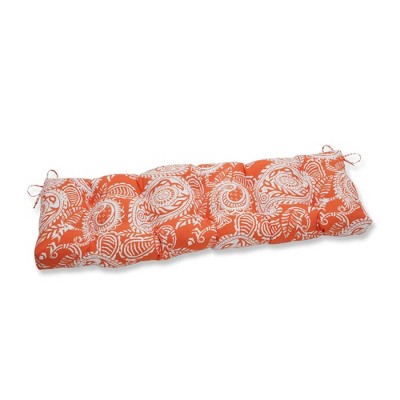 18"x56" Addie Bench Cushion Terracotta, Fade & Water-Resistant - Pillow Perfect: Tufted with Ties