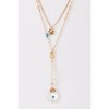 Slickblue Women's Choker Necklace, Gold Blue Evil Eye and Circle Pendants on Double Chain, Trendy Style, 15-17" - 3 of 4