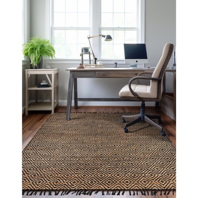 Handmade Black and Natural Braided Jute Rug 9' x 12'