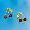RS Pure by Ross-Simons 0.50 ct. t.w. Garnet and .20 ct. t.w. Peridot Cherry Stud Earrings in 14kt Yellow Gold - 3 of 4