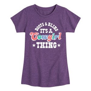 Girls' - Instant Message - It's A Cowgirl Thing Fitted Short Sleeve Graphic T-Shirt - 1 of 4