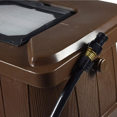 Brown Wood Grain 45 Gallon Rain Catcher Barrel Set