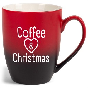 Elanze Designs Coffee & Christmas Two Toned Ombre Matte Red and Black 12 ounce Ceramic Stoneware Coffee Cup Mug - 1 of 4