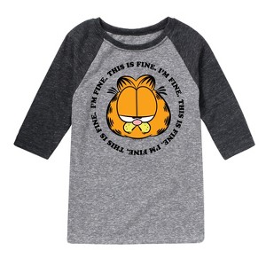 Boys' - Garfield - I'm Fine This Is Fine Raglan Graphic T-Shirt - 1 of 4