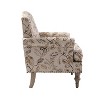 Yahweh Wooden Upholstered  Floral Pattern Design Armchair with Panel Arms and Camelback  | ARTFUL LIVING DESIGN - 3 of 4