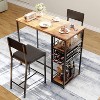 TROPOW Dining Table Set for 2, Bar Table and Upholstered Chairs with Storage Shelves for Small Space, Apartment - 2 of 4