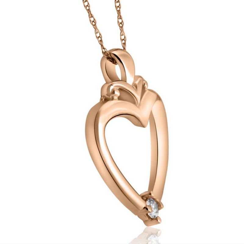 Pompeii3 Solitaire Diamond Heart Pendant in White, Rose or Yellow Gold 1" Tall, 2 of 4